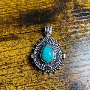 Poison Turquoise and 925 Sterling Silver Teardrop Pendant